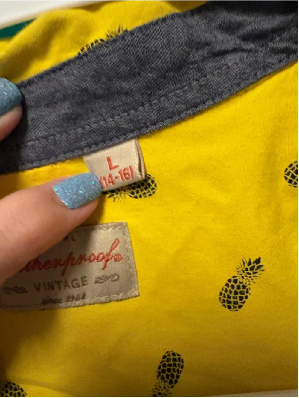 Boys Weatherproof Pineapple Print Button Down Shirt Yellow Size L